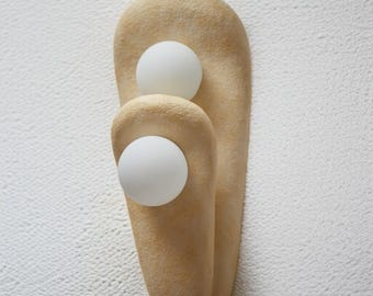 Large Clay Wall Sconce, Japandi Ceramic Light, Modern Wabi Sabi Accent