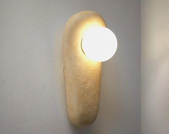 Handmade Ceramic Wall Sconce, Textured Organic Light Fixture, Modern Minimalist Bedroom Lighting
