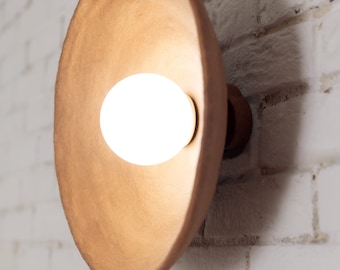 Round Wall Sconce (size 38 cm) - Clay Round Wall Light, Ceramic Led Wall Sconce ideal for Bedroom, Living room, Bathroom