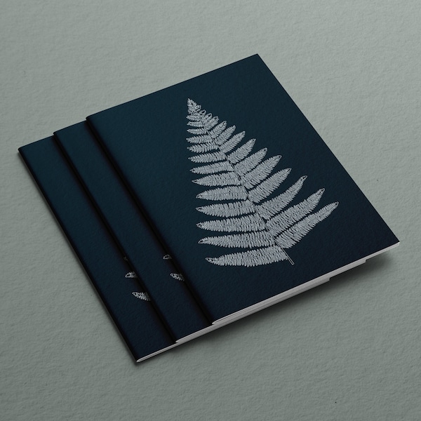 Dark Teal Fern Textured Notebook A5 A6 ~ Gift Birthday Friend for him her Nature lover ferns outdoors MTB Valentine's Day girlfriend cute