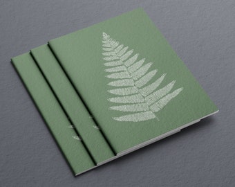 Sage Green Fern A5 A6 Textured Blank Notebook ~ Birthday Nature Boyfriend Ferns Gift Girlfriend for her him retreat gifts Valentines Day