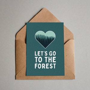 Let's go to the FOREST ~ Textured A6 Blank Valentine's Day Card MTB forests Adventure bike boyfriend girlfriend anniversary wife husband