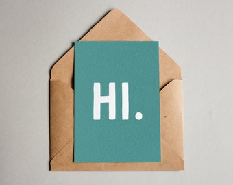 Hi ~ A6 Turquoise Textured Card ~ Hello Cute Father's Day Dad Mum Boyfriend Girlfriend Birthday Thinking of you Sweet Friendship Friend