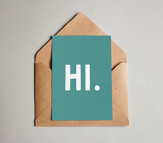 Hi ~ A6 Turquoise Textured Card ~ Hello Cute Father's Day Dad Mum Boyfriend Girlfriend Birthday Thinking of you Sweet Friendship Friend