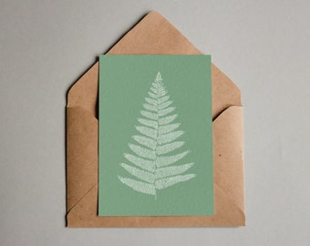 Sage Green Fern ~ Textured A6 Greeting Card ~ Nature Spring Gardener MTB Birthday Hiker Friend Thinking of you Botanical Ferns for her him