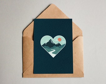 Mountain Love ~ A6 Textured Card Mum Anniversary Mother's Day Hiker MTB boyfriend girlfriend wife husband Scotland Mountains Adventure hike