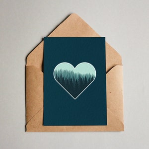 Amour de la forêt ~ A6 texturée Saint-Valentin carte aventurier VTT randonneur bf petite amie femme mari butineur vététiste petit ami petite amie