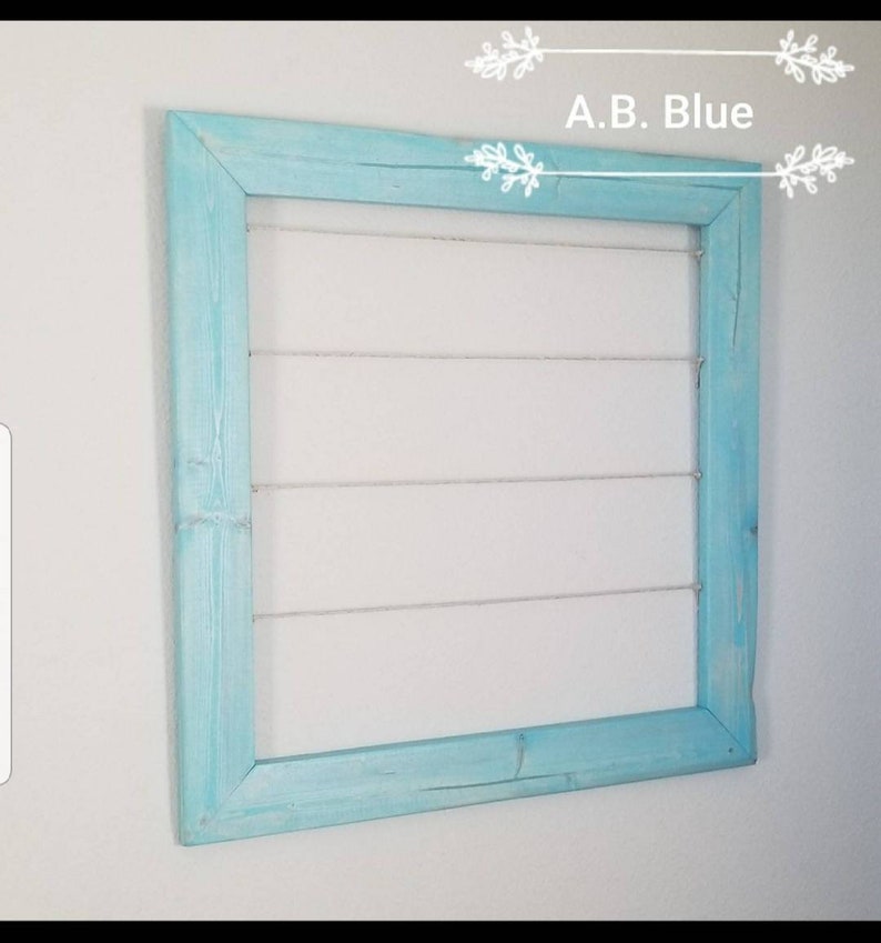 Rustic Clothespin Photo display. Baby shower display. Wedding photo display. Clothesline frame. 23x 23 Collage frame. gift decor poloroid Aqua Beach Blue