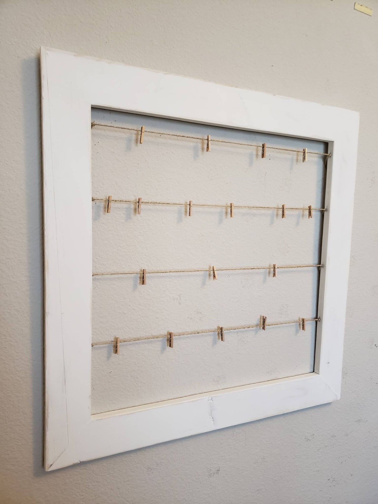 Jumbo Rustic clothespin frame Left 30x30 version of our Etsy