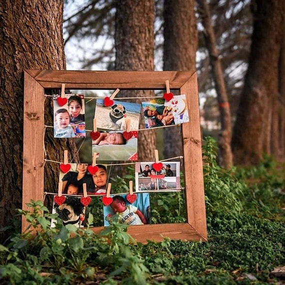Worldity 100 Pcs Paper Picture Frames 4 X 6, Black Paper Picture Frames With Wooden Clips And String, Hanging Photo Display For Home, Office, Wedding And Party Decor, Photo Holder For