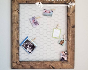 20x23 Rustic Chicken Wire Frame.4x6 or 2x3 pictures Polaroid Jewelry organizer. photo display Gift. farmhouse decor. Wooden air plant holder