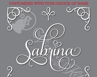 Custom name in Samantha font, personalized, custom square name design svg, dxf eps pdf png psd svg files for cricut, silhouette, brother