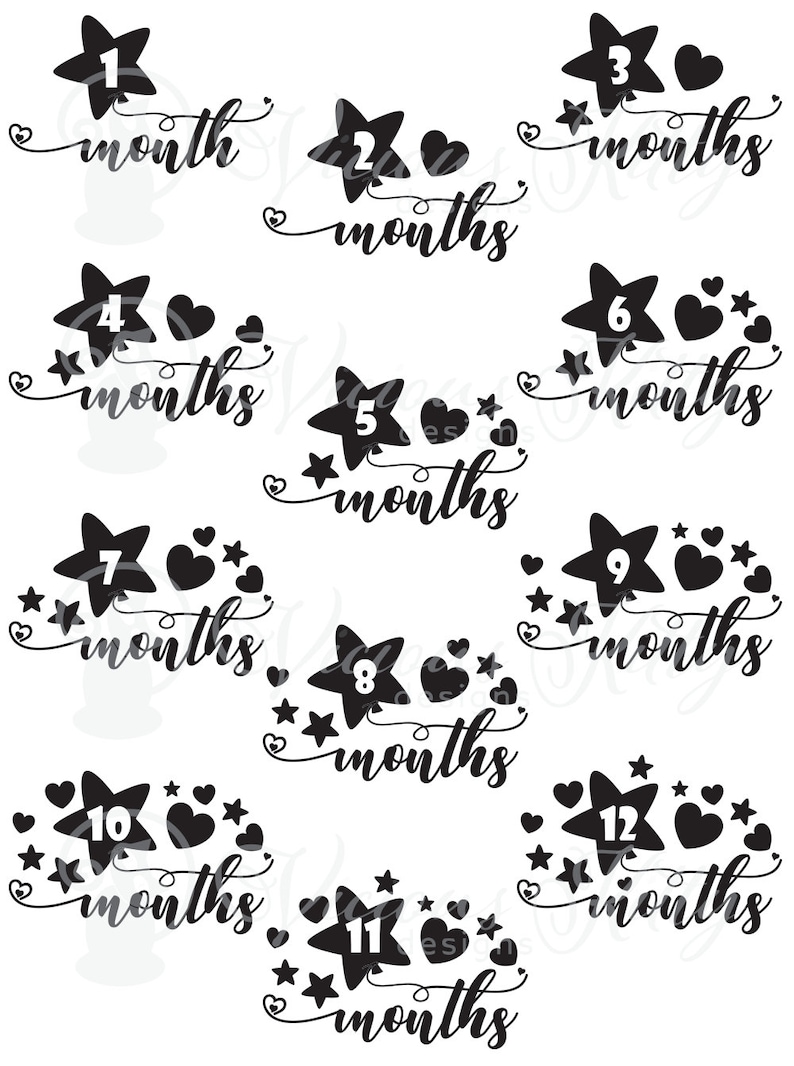Baby Milestone Svg Bundle Star Balloons 1 12 Months - Etsy