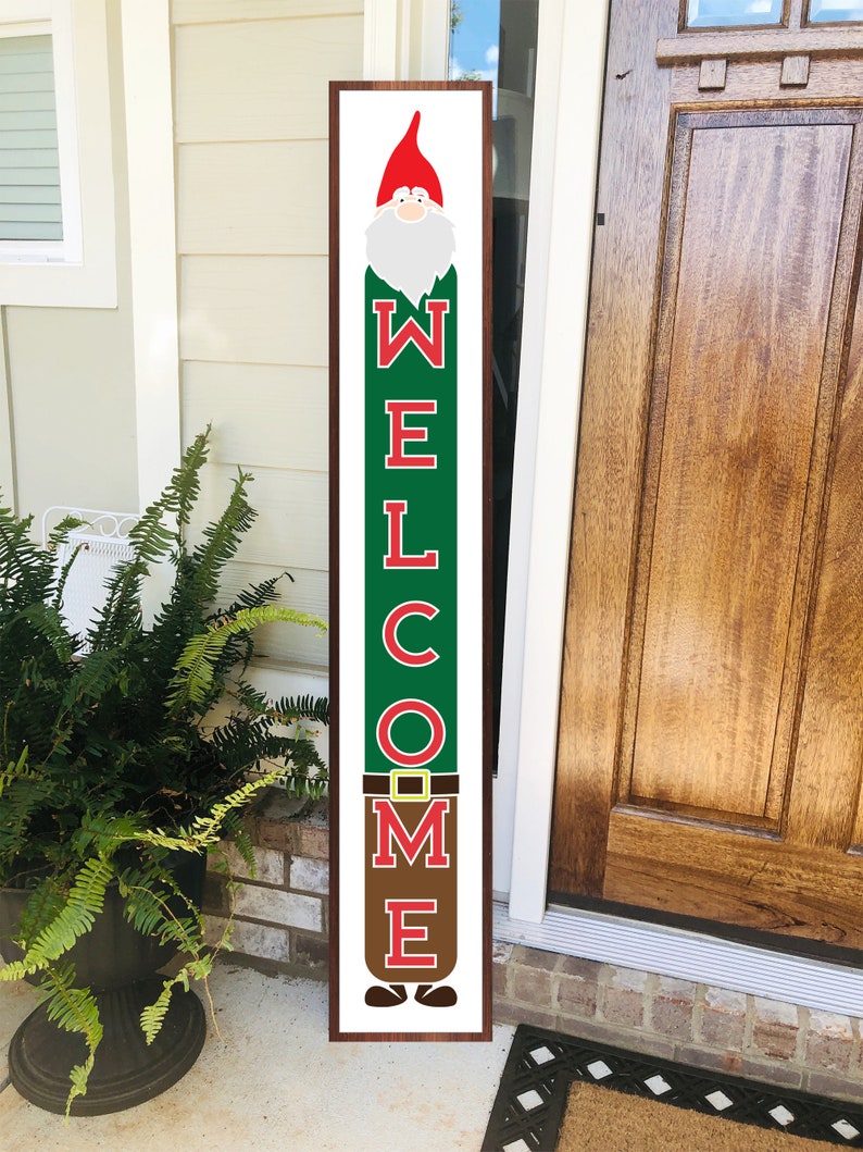 Download Christmas welcome porch sign stencil svg gnome porch sign ...