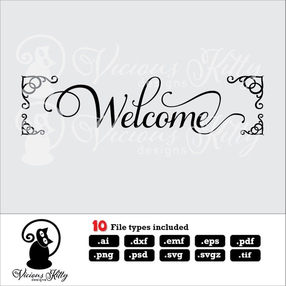 Download Welcome svg fancy ornate welcome sign swirly welcome ai | Etsy