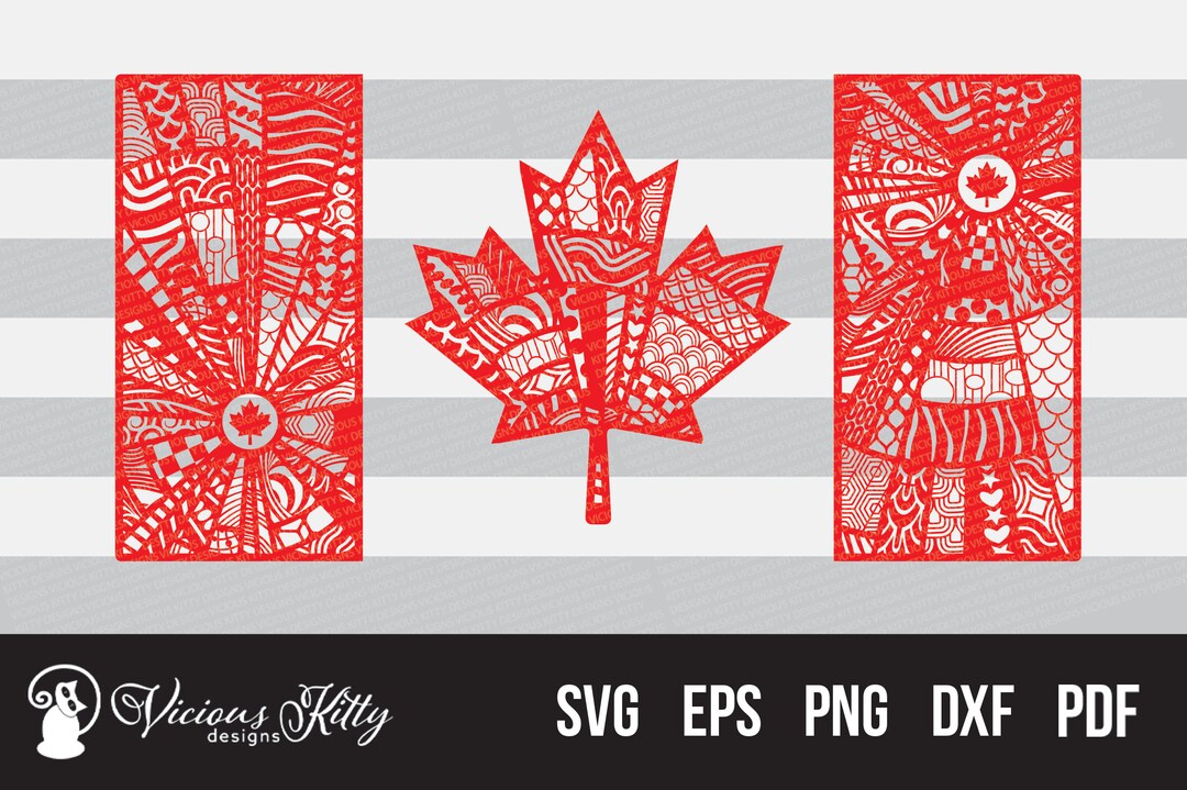 Canada Flag Zentangle, Canadian, Maple Leaf, Canada Day, Detailed