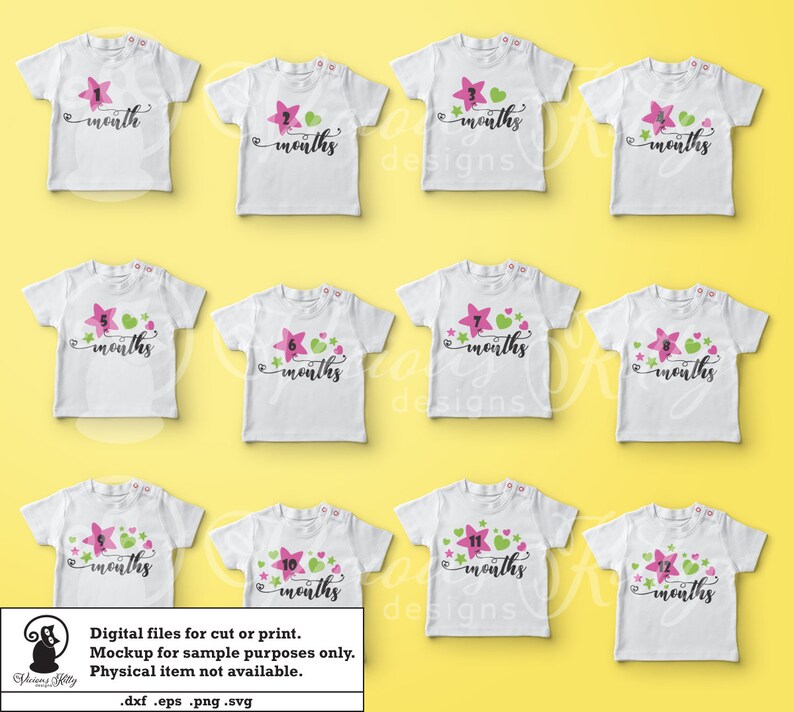 Download Baby milestone svg bundle star balloons 1 12 months | Etsy