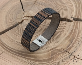 Macassar wood bracelet width 18 mm