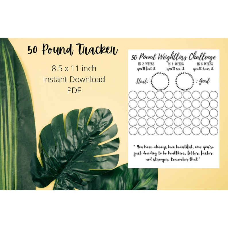 50 Pound Weight Loss Tracker Instant Download Printable - Etsy