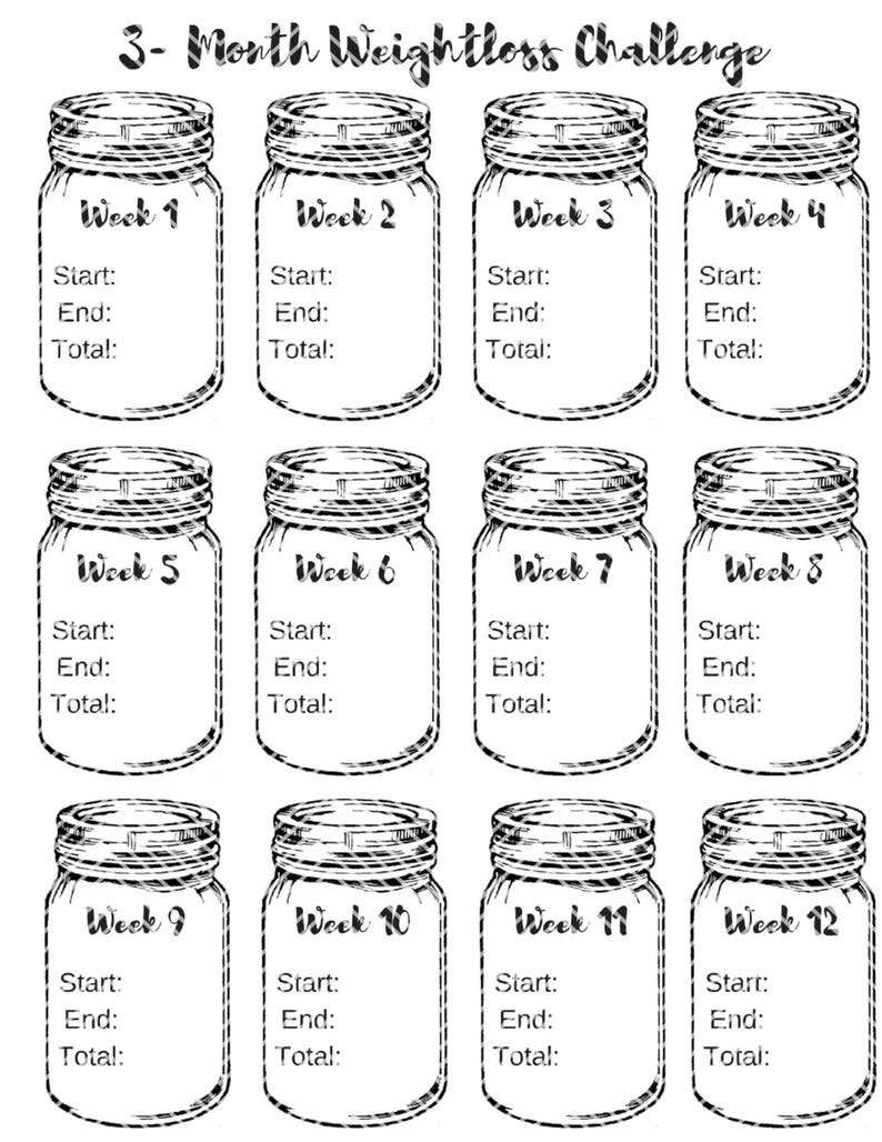 5 Mason Jar Trackers Printable Weight Loss Motivation Etsy