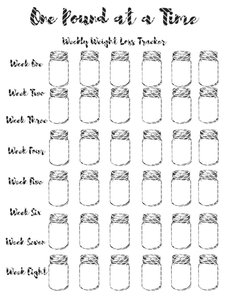 5 Mason Jar Trackers Printable Weight Loss Motivation Etsy