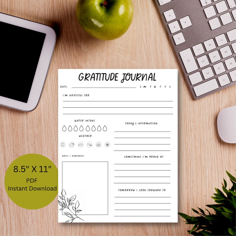 Gratitude Journal Page Instant Printable Pdf Download Bullet - Etsy
