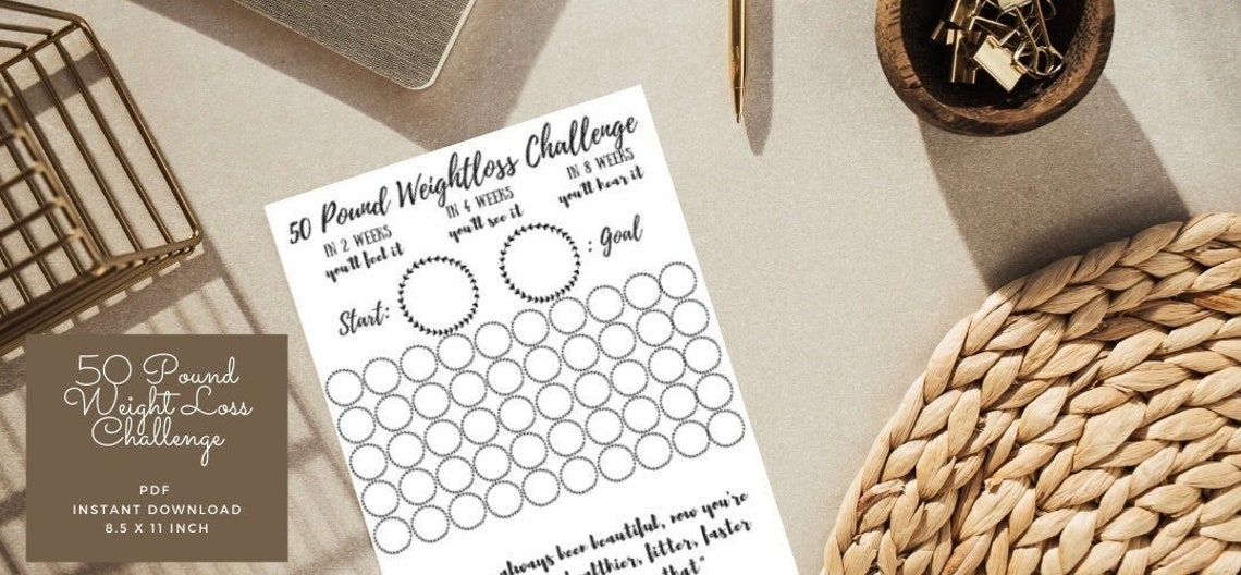 50 Pound Weight Loss Tracker Instant Download Printable - Etsy