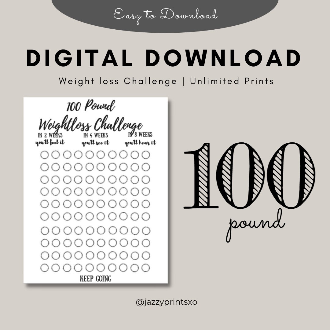 100 Pound Weight Loss Challenge Tracker Instant Download Etsy