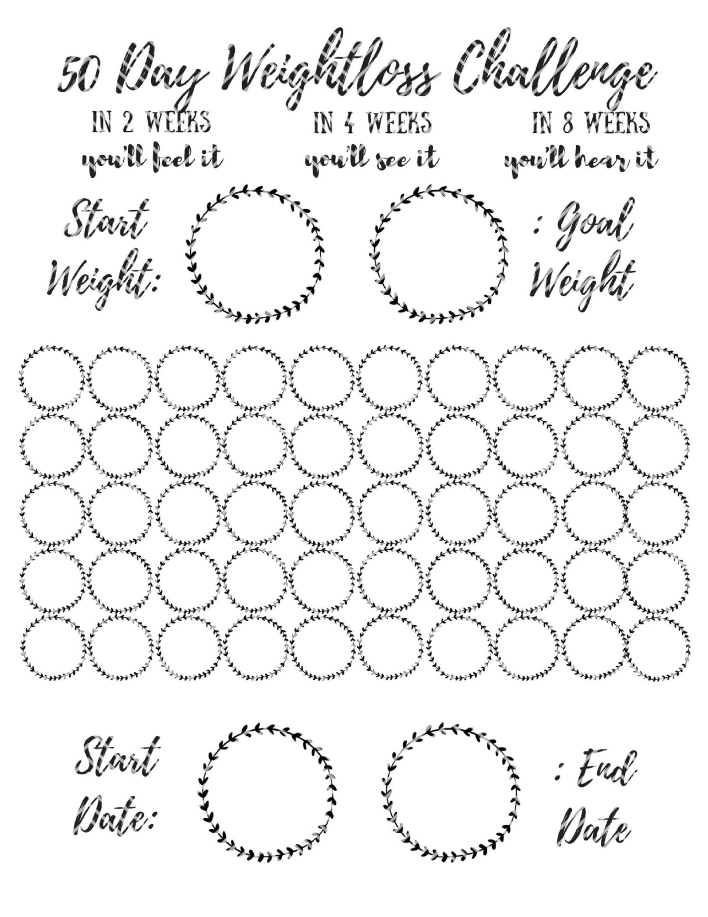 50 Day Weight Loss Challenge Tracker Instant Download Weight Loss