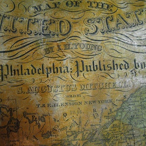 Rare and Large Wall Map "Map of United States" from year 1846