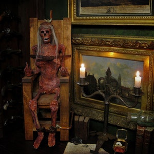 Unique Handmade &quot;Queen of Electric Chair&quot; Horror Art Composition