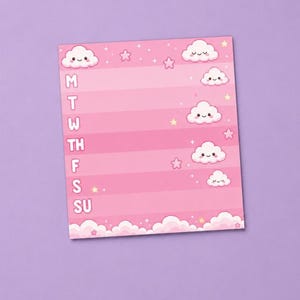 Pink Cloud Week Planner | 5.5 × 6 Notepad