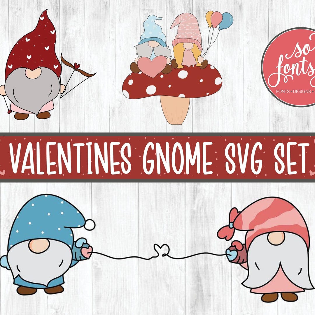 Valentine's Day Gnome SVG Bundle Cute Gnomes for Classroom Stickers ...