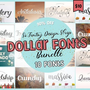 Dollar Fonts Bundle 10 Popular Commercial Fonts Mix of Script, Handwriting, Easy to Cut Fonts