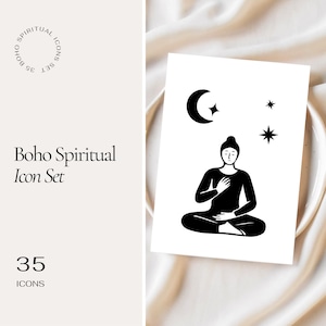 Boho Spiritual Icons: Wellness Branding Clipart (PNG SVG Digital Download)