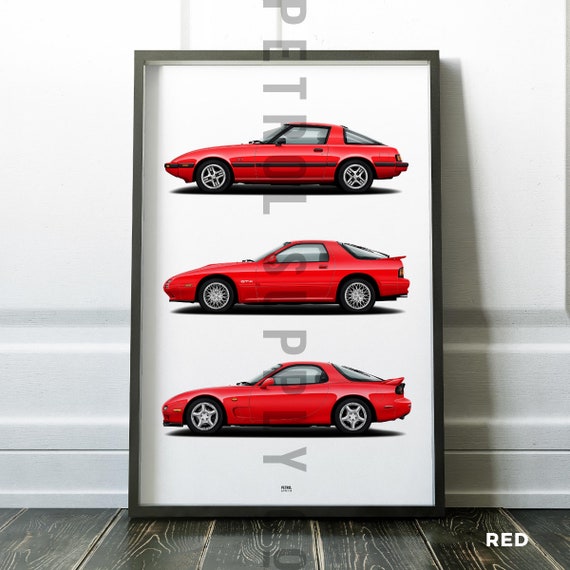 Mazda Rx 7 Evolution Poster Fb Fc And Fd Generations Print Etsy