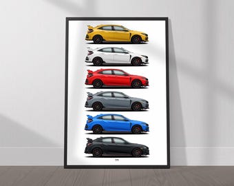 Honda Civic Type R (FL5) Colors Poster- Wall Art for Car Enthusiasts - Etsy