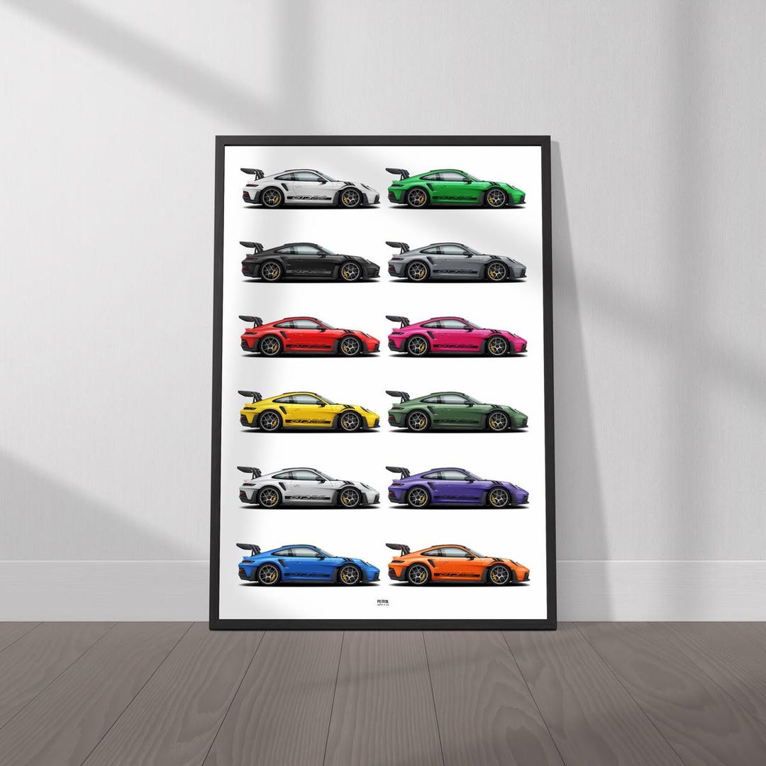 Porsche 911 GT3 RS (992.1) Colors Poster- Wall Art for Car