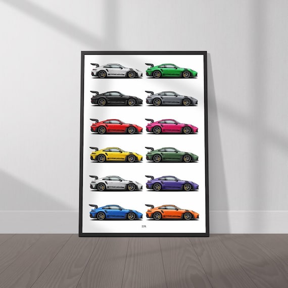 Porsche 911 GT3 RS (992.1) Colors Poster- Wall Art for Car