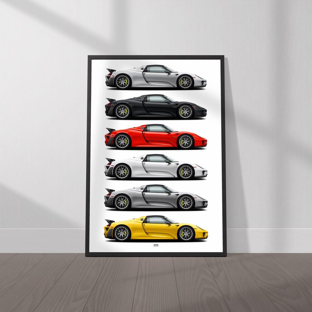 Porsche 918 Spyder Colors Poster- Wall Art for Car Enthusiasts - Etsy