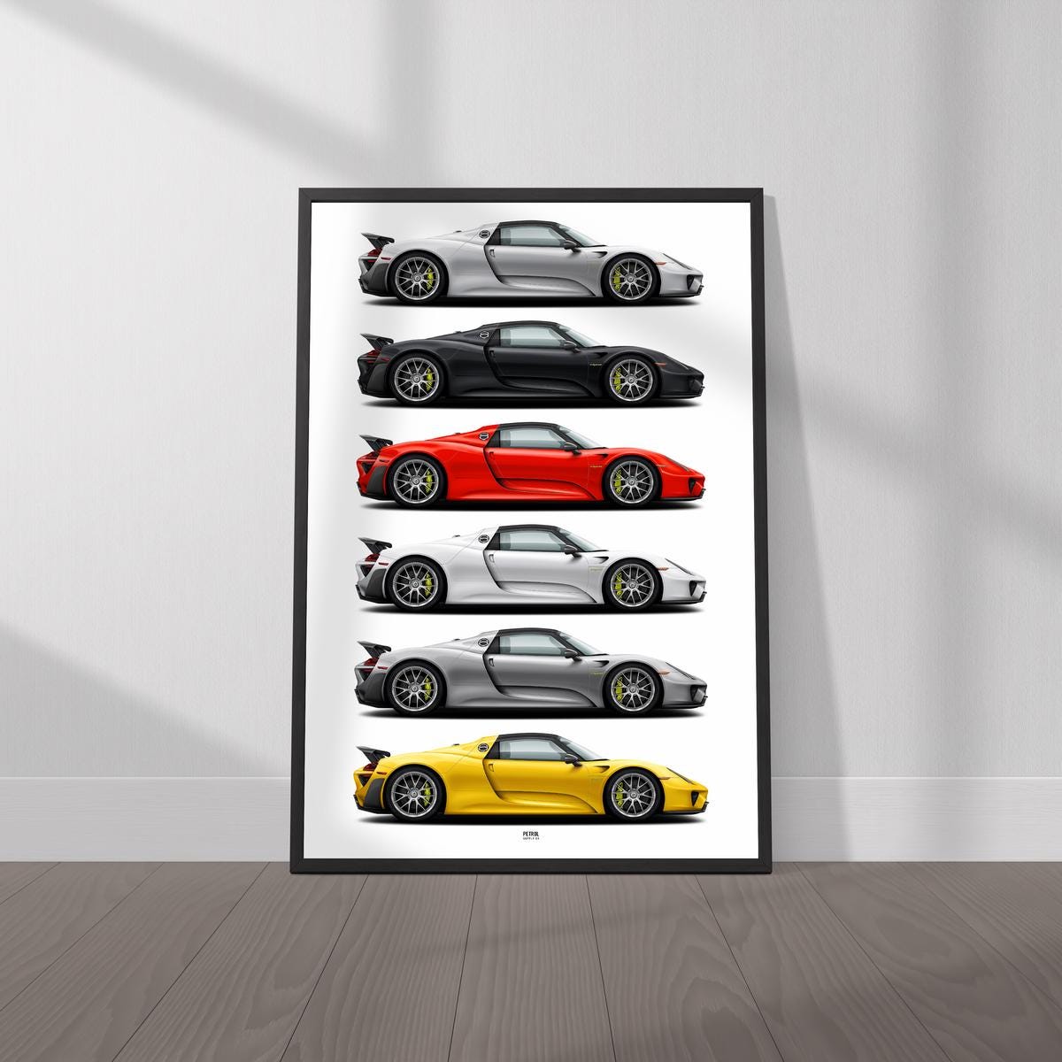 Porsche 918 Spyder Colors Poster- Wall Art for Car Enthusiasts