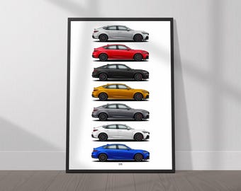 Acura Integra Type S (DE5) Colors Poster- Wall Art for Car Enthusiasts