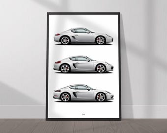 PORSCHE Cayman S ポスター Porsche Cayman Evolution Poster- Wall Art for Car Enthusiasts - Etsy