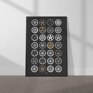 Modern Classic Wheels Poster - Timeless Japanese and European Wheels Print