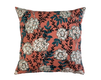 Cushion cover sofa cushion flowers colorful coral with soft back fine cord black 50 x 50 cm