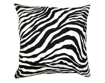 Kissenbezug, Sofakissen Zebra Tierprint 40x40cm, 50x50cm Schwarz Weiß mit weicher Rückseite