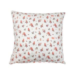 Decorative cushion, cushion cover with small cats in pink 40 x 40 cm, cushion cover for girls