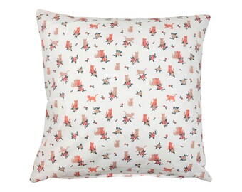 Decorative cushion, cushion cover with small cats in pink 40 x 40 cm, cushion cover for girls