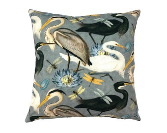 Cushion cover sofa cushion cranes gray black 50 x 50 cm, 40 x 60 cm birds swan elegant, with soft back