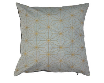 Sofakissen Grau Gold Geometrisch 50x50cm Gemustert mit Rückseite aus Breitcord